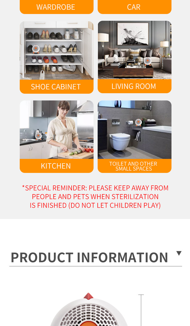 Bacron BW100 Mini Sterilize Air Purifier for Refrigerator Wardrobe toilet
